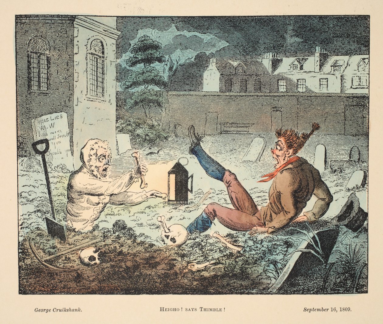 Heigho! Dit Thimble!, pub. 1809 (gravure en couleur) - George Cruikshank