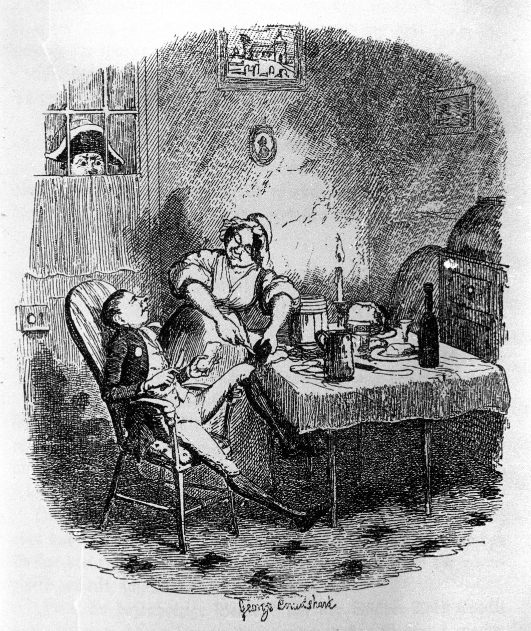 Illustration pour « Oliver Twist » par Charles Dickens (1812-1870), par George Cruikshank (1792-1878). - George Cruikshank