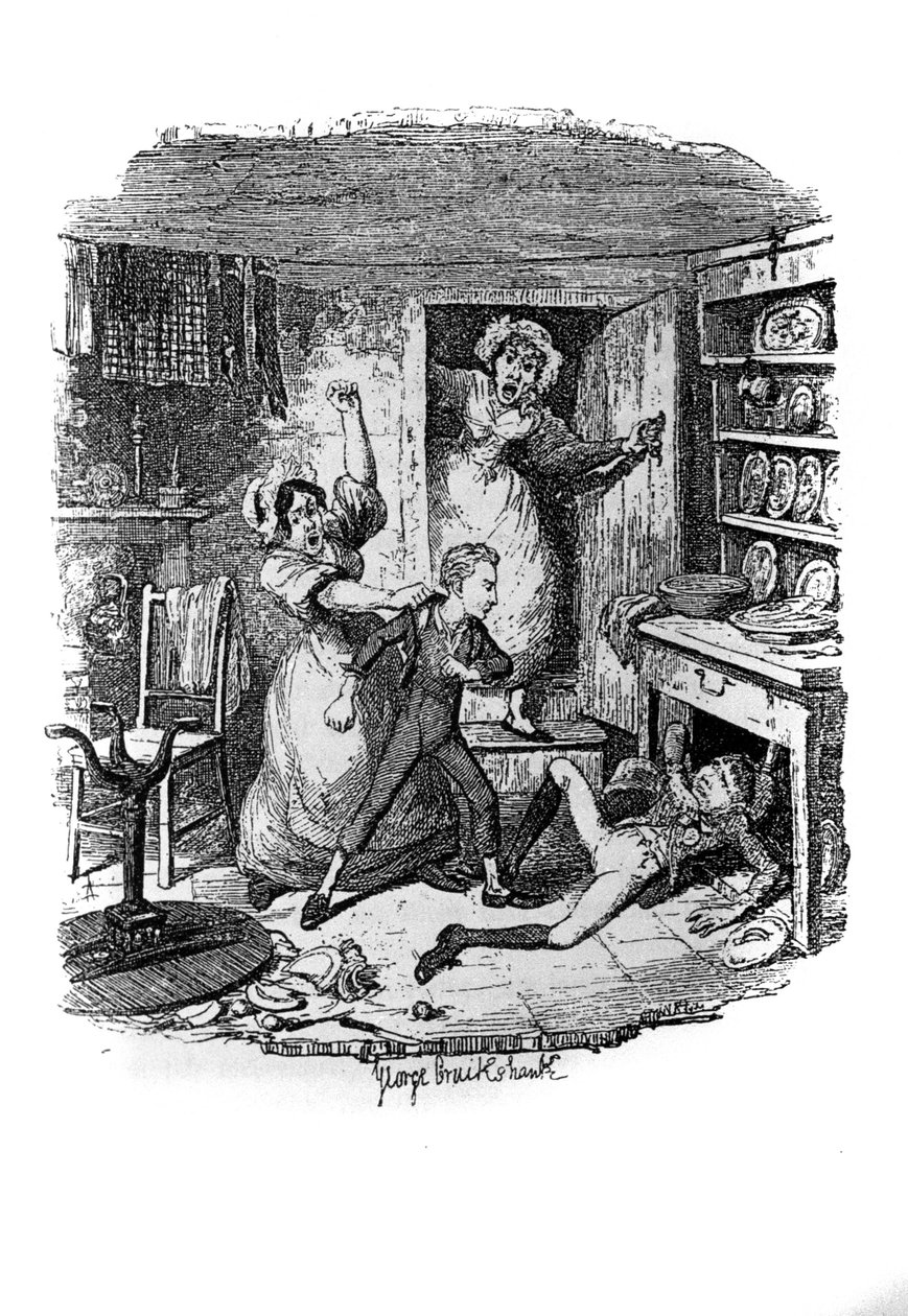Illustration pour « Oliver Twist » par Charles Dickens (1812-1870), par George Cruikshank (1792-1878). - George Cruikshank