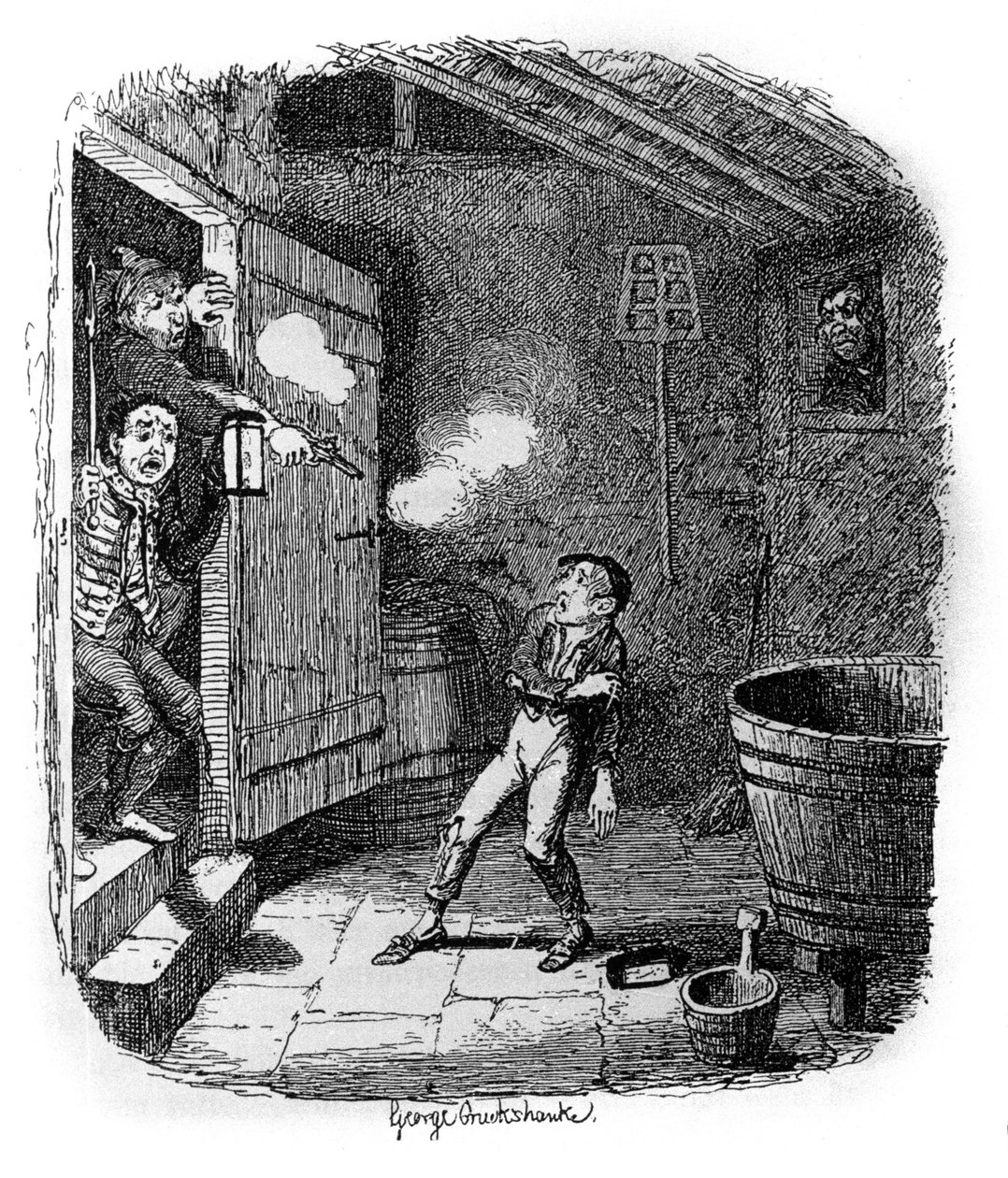 Illustration pour « Oliver Twist » (Olivier) de Charles Dickens (1812-1870), par George Cruikshank (1792-1878) - George Cruikshank