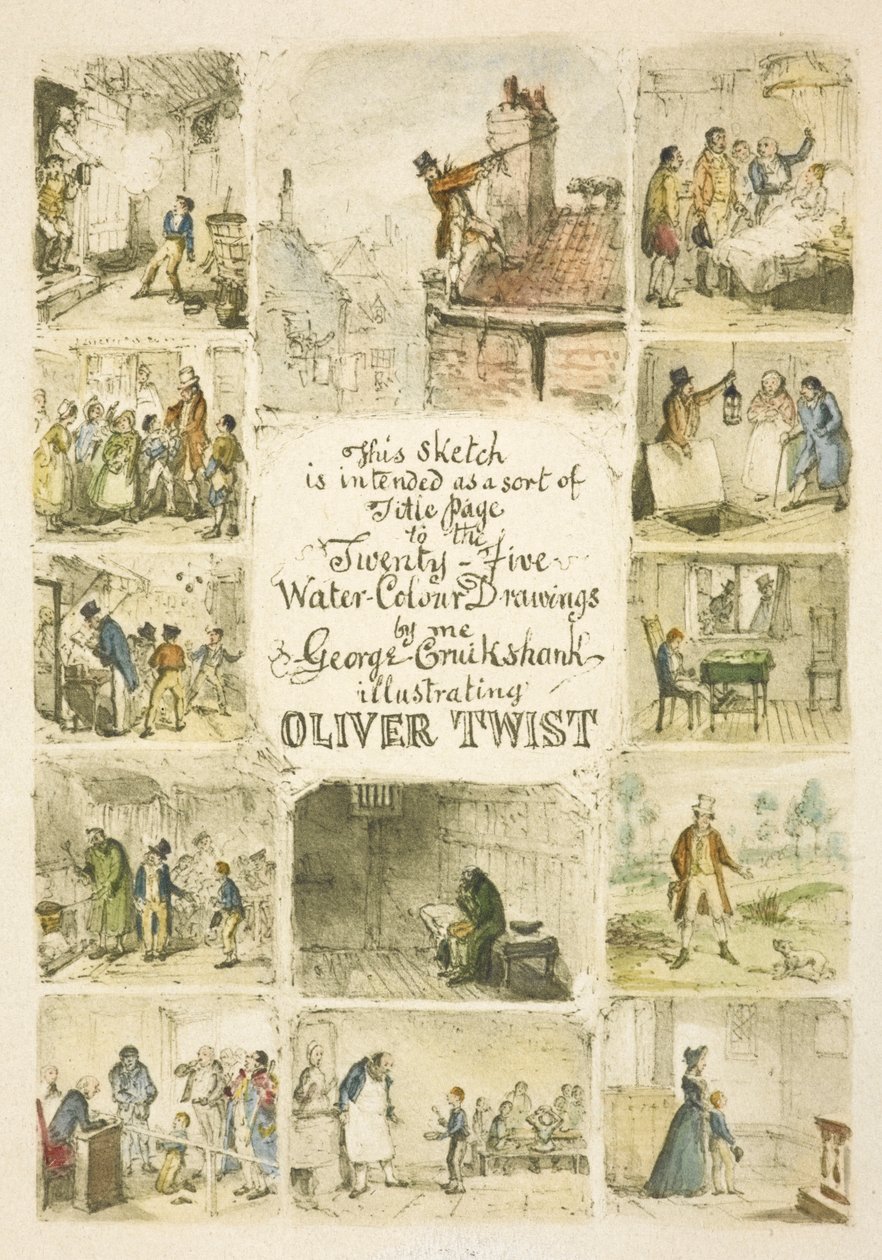 Illustration pour la page de titre "Oliver Twist" - George Cruikshank