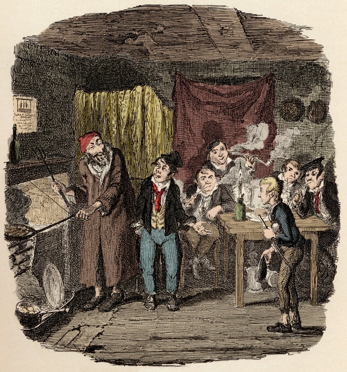 À Londres, Jack Dawkins appelé le Renard présente Oliver à Fagin et son équipe de malfrats - Oliver présenté au respectable vieux monsieur - Illustration pour « Oliver Twist » (Les Aventures d