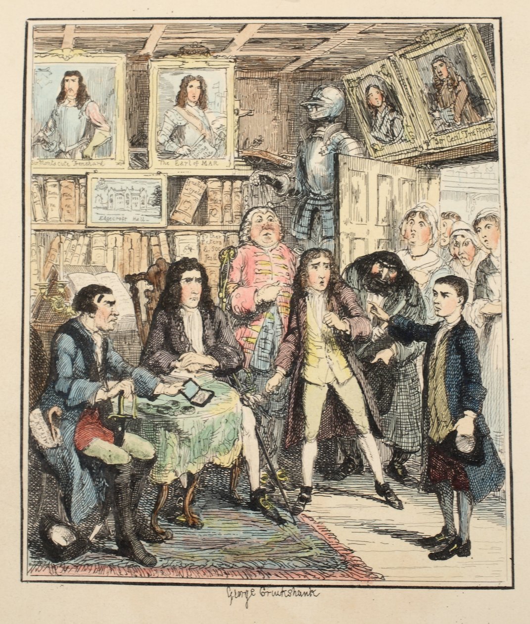 Jack Sheppard accuse Thames Darrell du vol, illustration de Jack Sheppard : A Romance de William Harrison Ainsworth, publié en 1839 - George Cruikshank