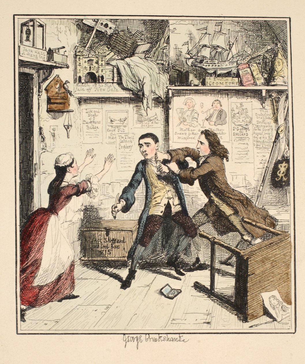 Jack Sheppard montre un caractère vindicatif, illustration de Jack Sheppard : A Romance de William Harrison Ainsworth, publié en 1839 - George Cruikshank