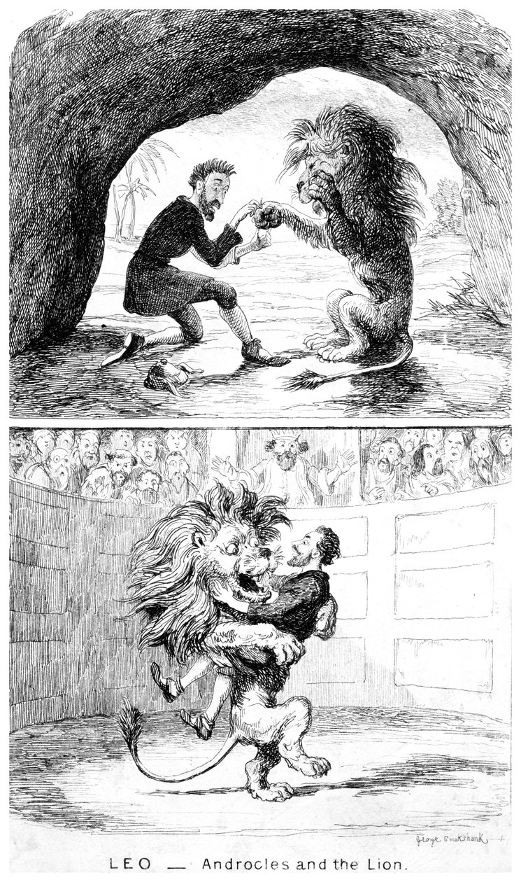Léon - Androclès et le lion, 19ème siècle - George Cruikshank