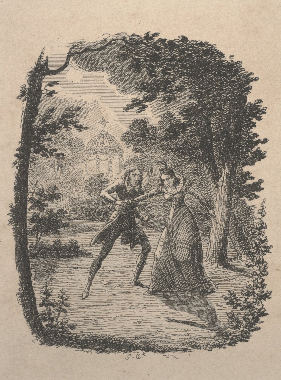 Homme et femme dans le jardin - George Cruikshank