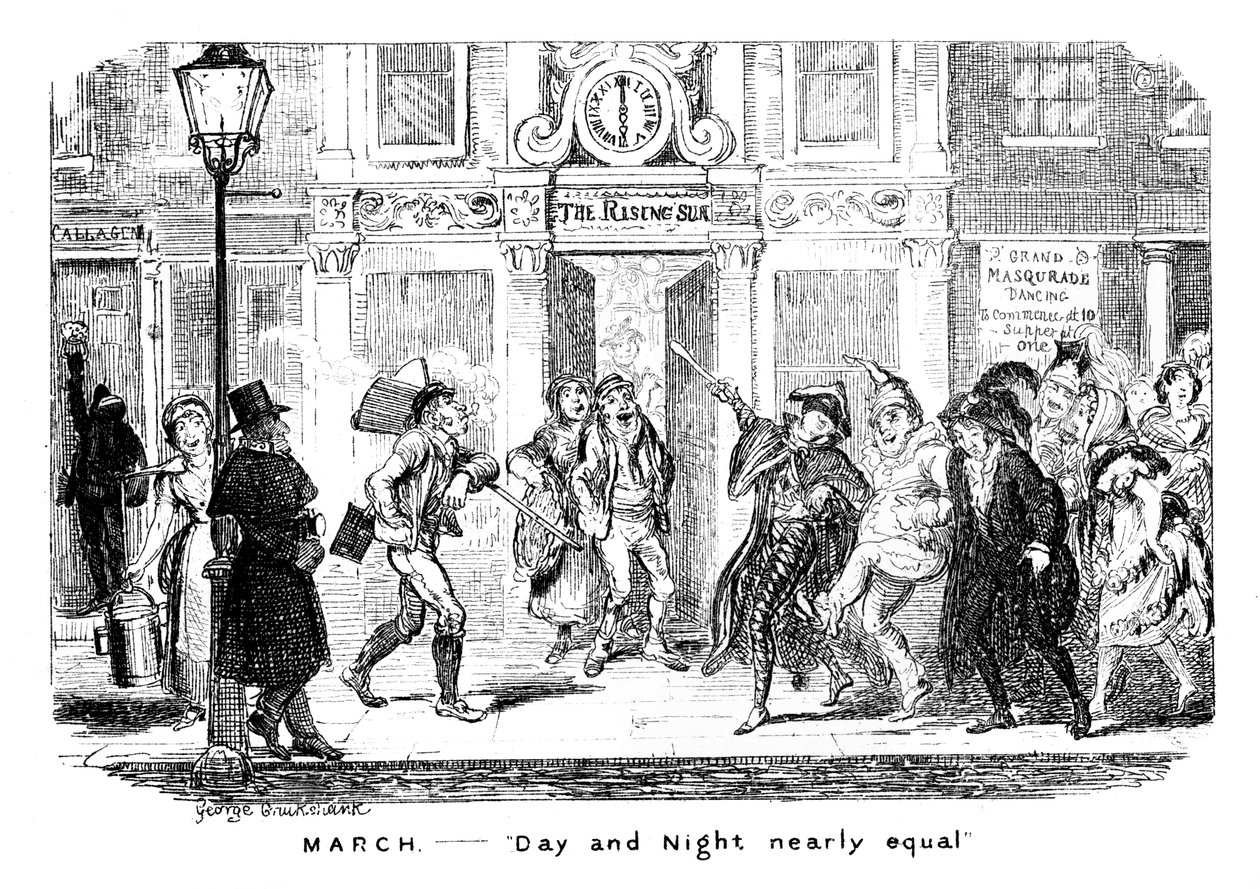 Mars - Jour et nuit presque égaux - George Cruikshank