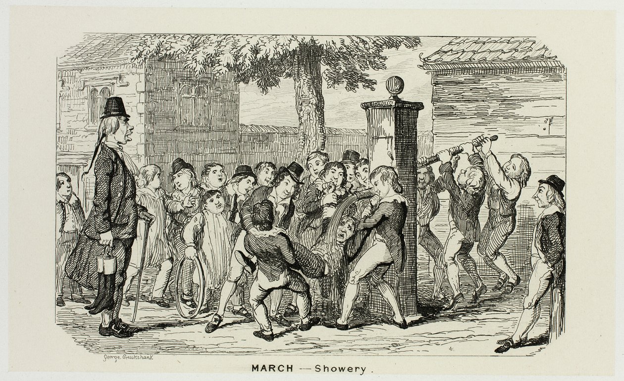 Mars - Douceur des gravures sur acier de George Cruikshank pour les Comic Almanacks : 1835-1853 - George Cruikshank