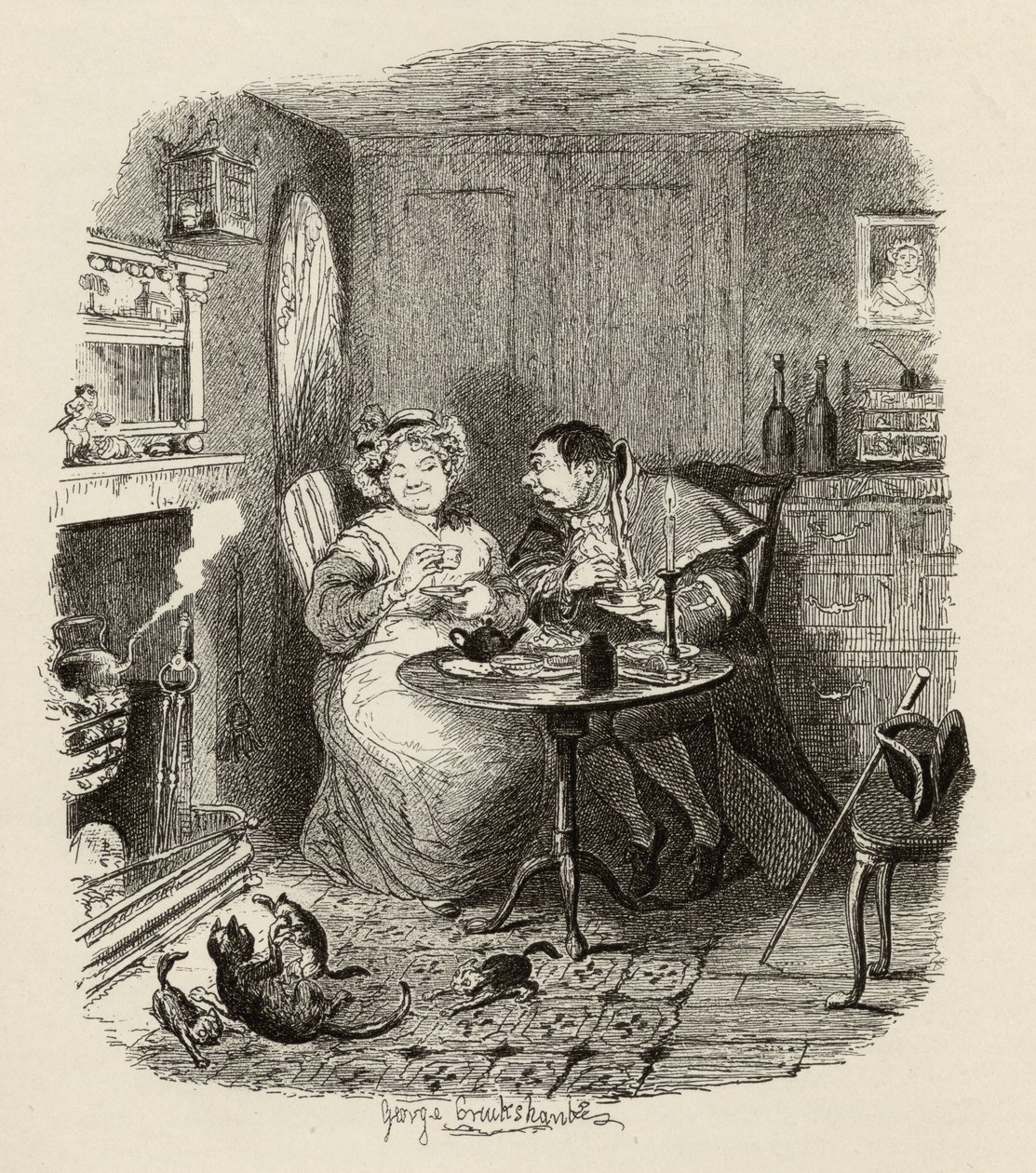 M. Bumble et Mme Corney prenant le thé, de 