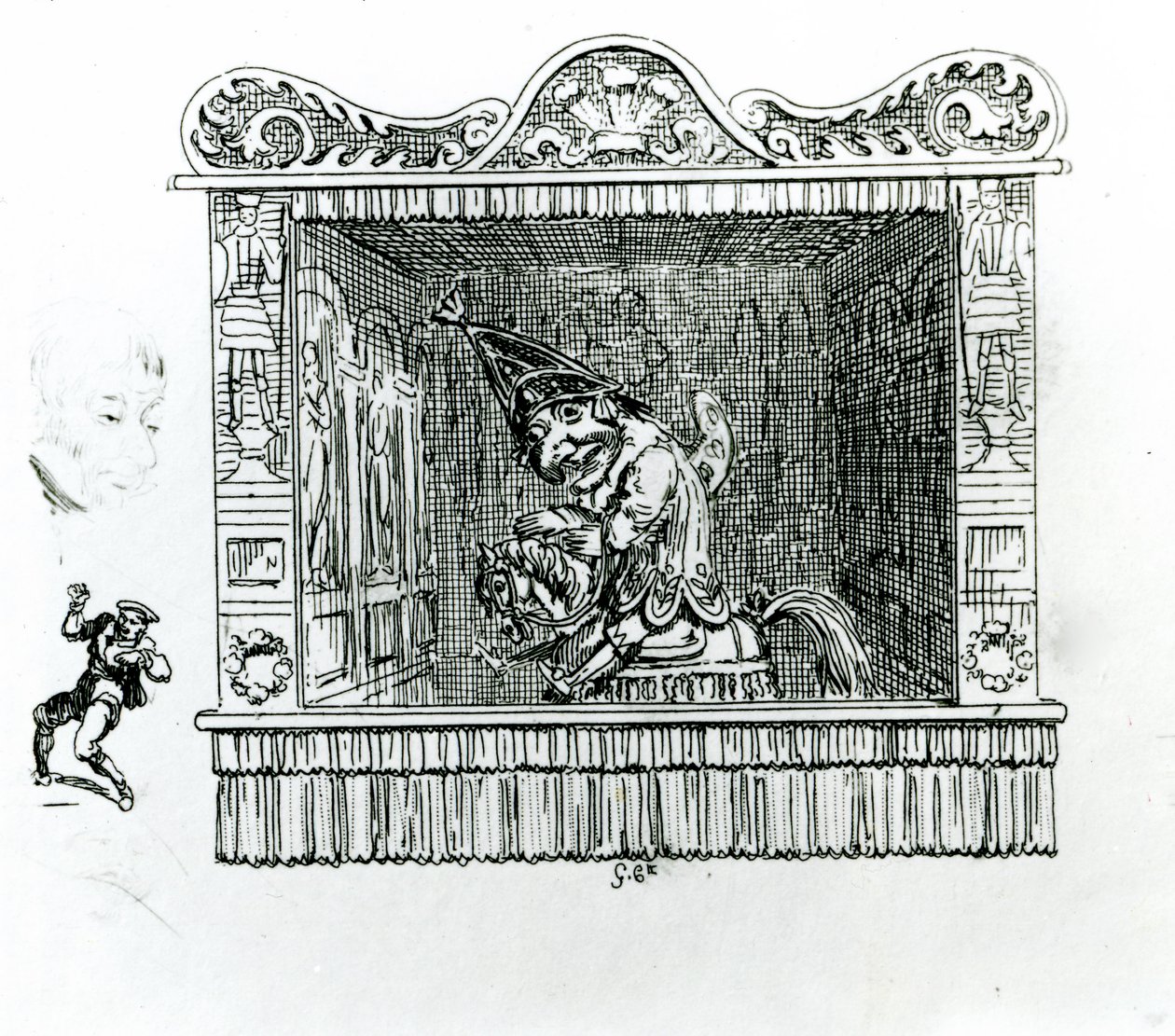 Monsieur Punch sur Hector le cheval - George Cruikshank