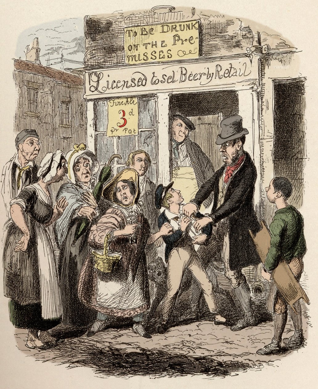Nancy et Sikes kidnappent Oliver dans les rues - Oliver réclamé par ses amis affectueux - Illustration pour 