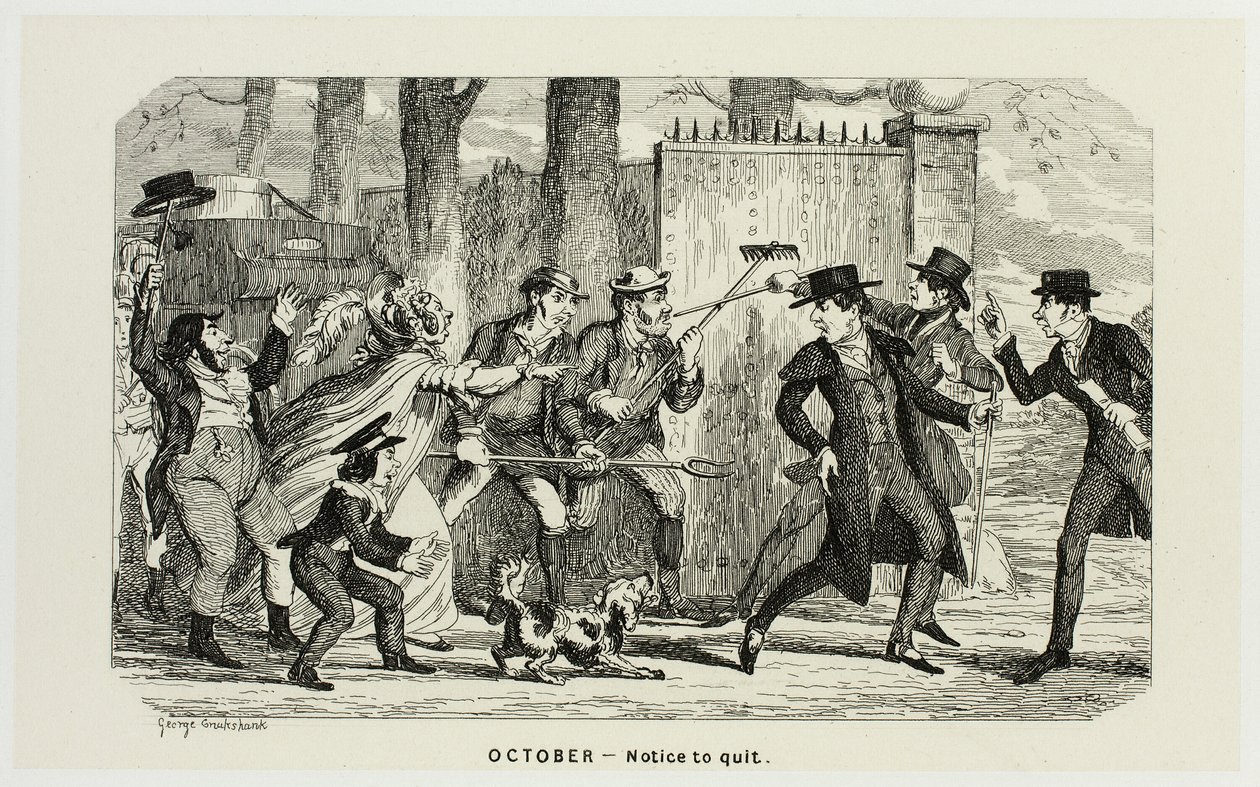 Octobre - Avis de départ des gravures sur acier de George Cruikshank aux Comic Almanacks : 1835-1853 - George Cruikshank