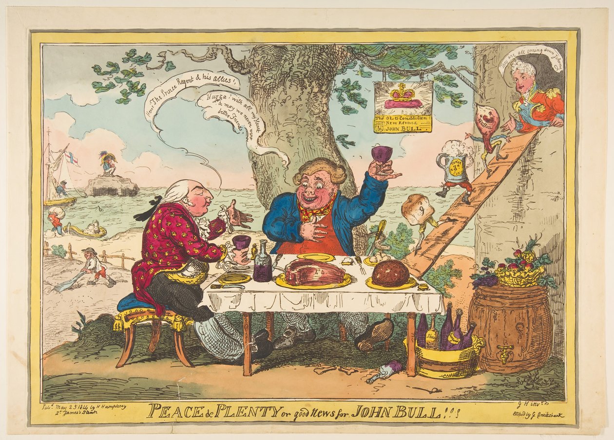 Paix et abondance ou bonnes nouvelles pour John Bull !!!, 25 mai 1814 - George Cruikshank