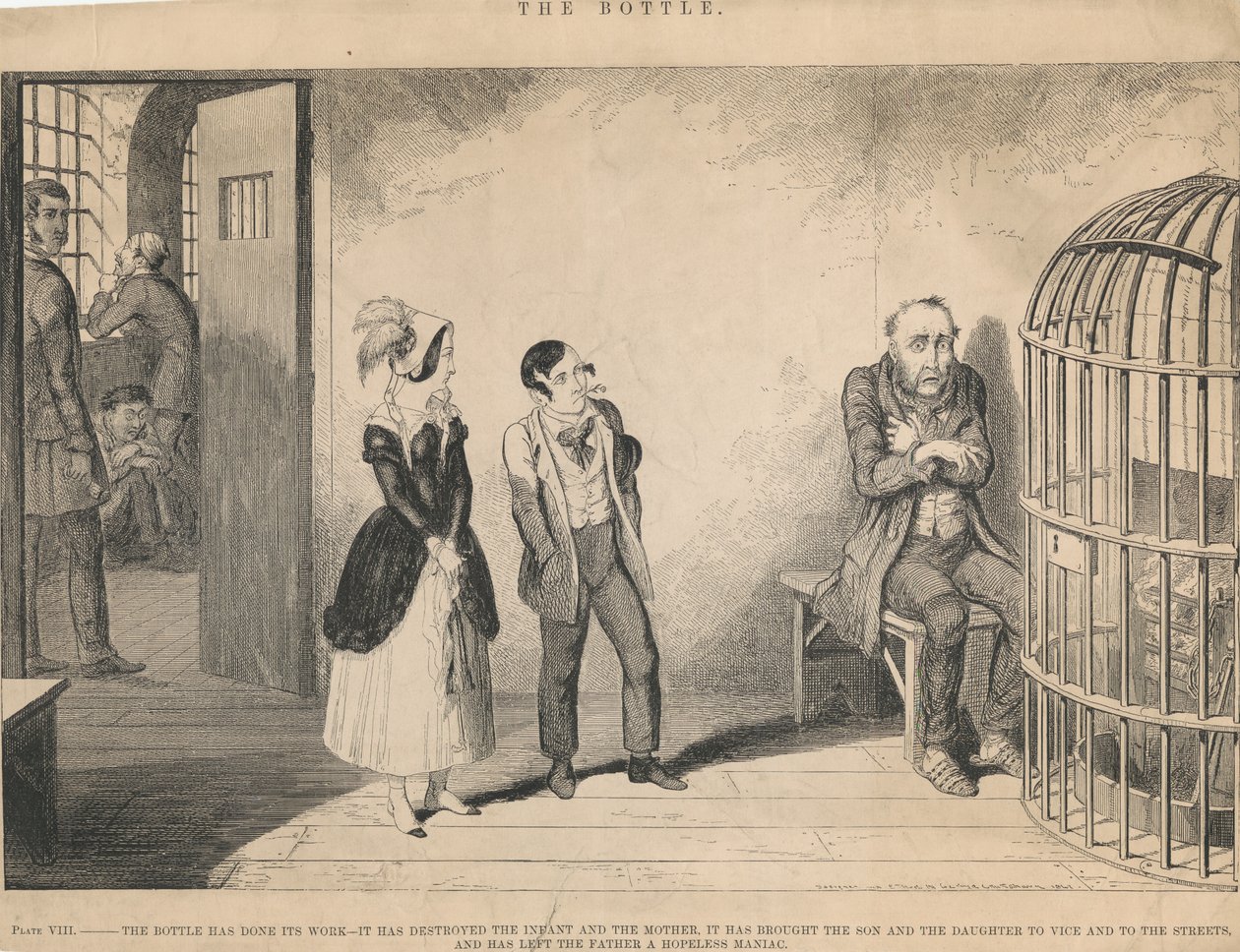 Planche VIII, « La bouteille a fait son effet » - George Cruikshank