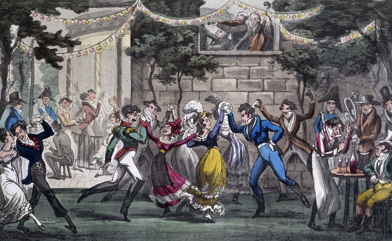 Quadrille dans le salon de Mars, aux Champs Elysée - dans Life in Paris par David Carey, Londres - George Cruikshank