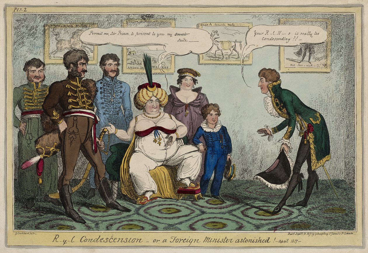 Condescendance royale ou, Un ministre étranger étonné! - avril 1817 -, 15 septembre - George Cruikshank