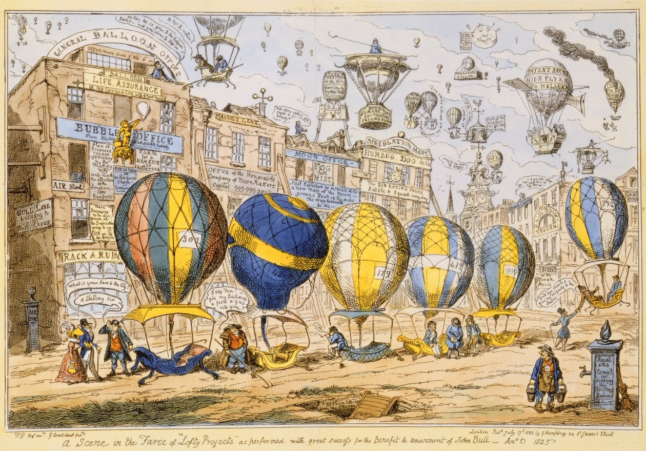 Ballons de Taxi, pub. par G. Humphrey, 1825 - George Cruikshank
