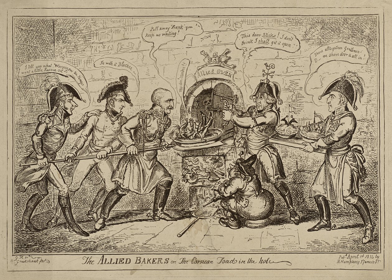 Les boulangers alliés ou le crapaud corse dans le trou, publié le 1er avril - George Cruikshank