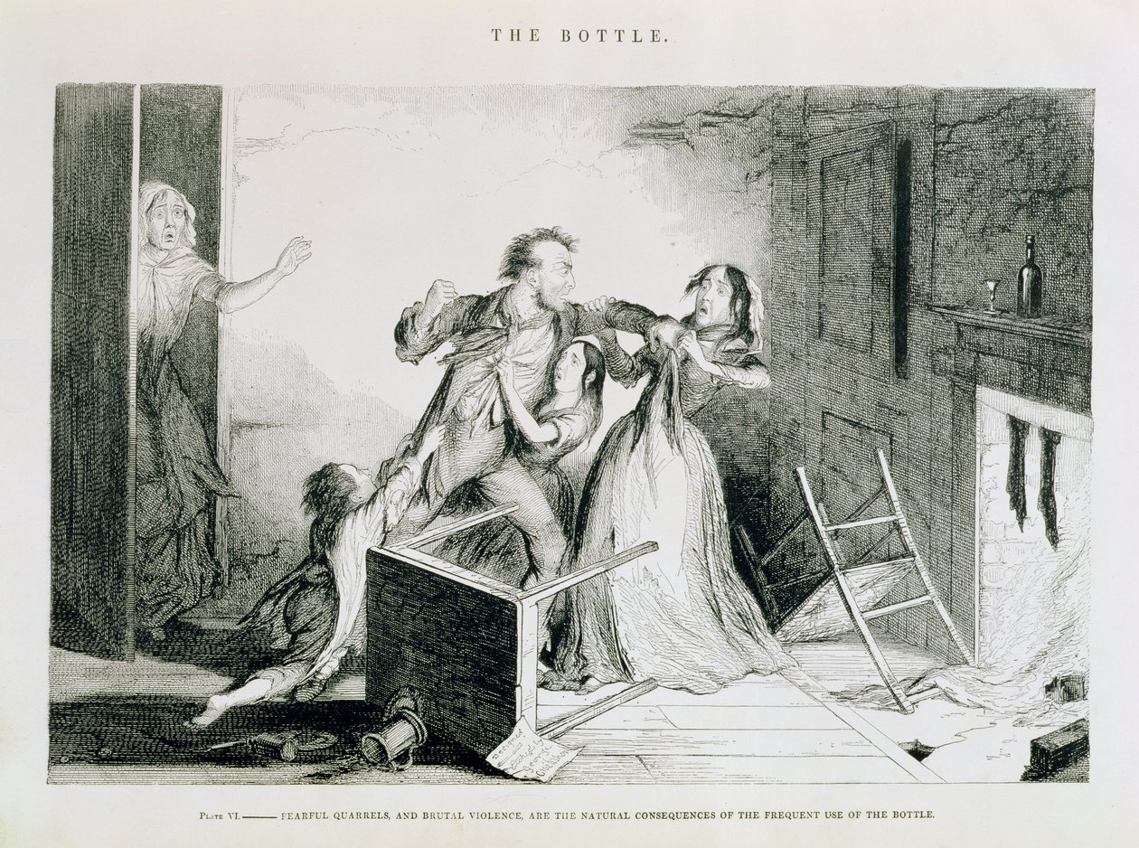 La Bouteille, Planche VI, Querelles effrayantes et violences brutales sont les conséquences naturelles de l
