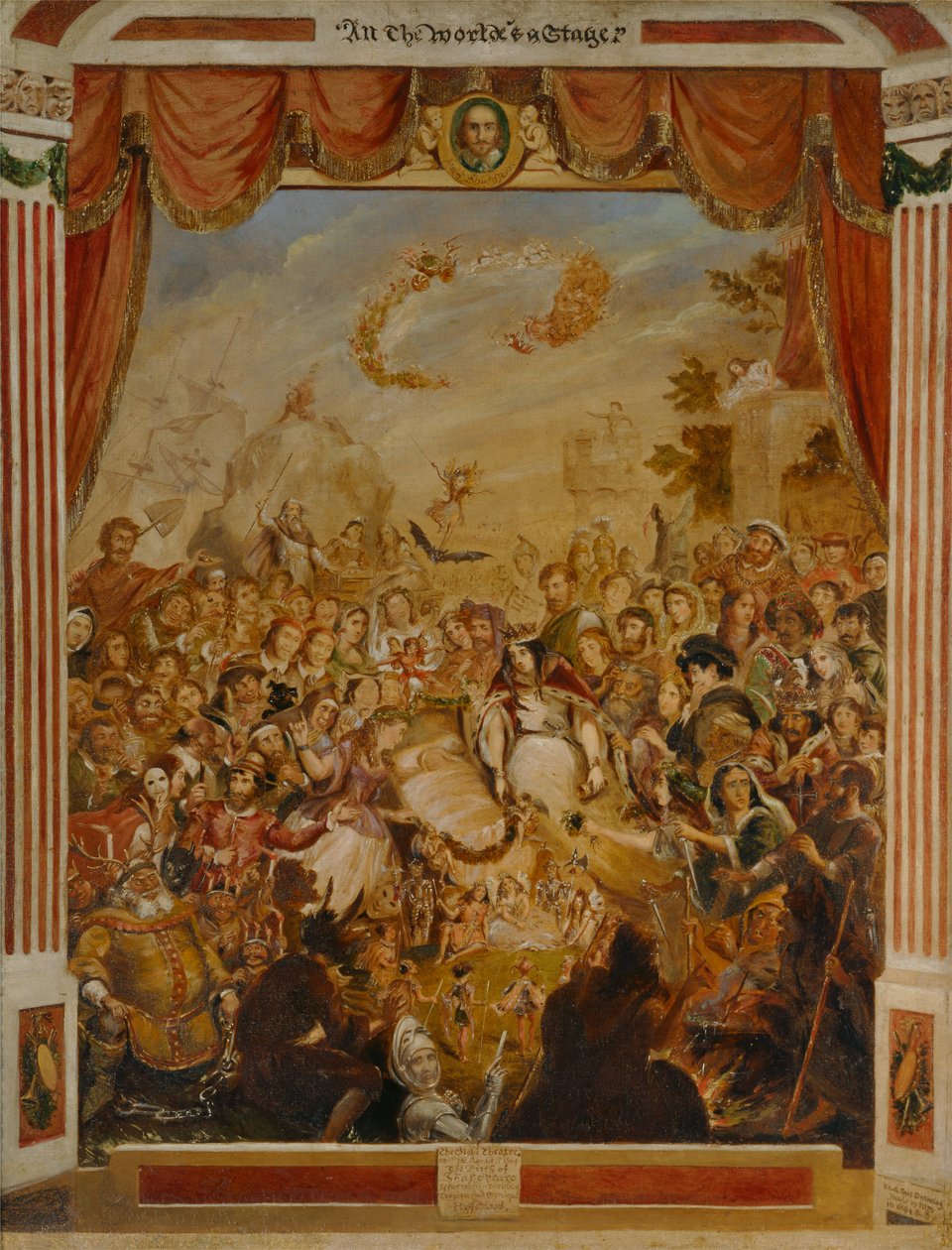 La première apparition de William Shakespeare (1564-1616) sur la scène du Globe avec une partie de sa troupe dramatique en 1564 - George Cruikshank
