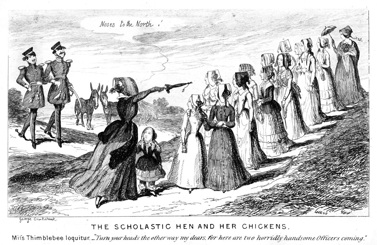 La poule scolaire et ses poussins, XIXe siècle - George Cruikshank