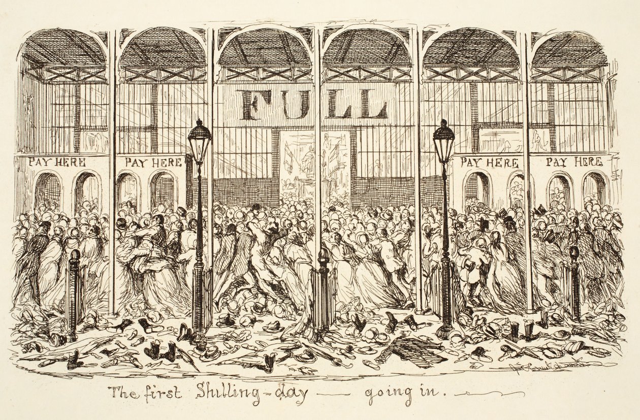 Le premier jour de Shilling - Entrée, pub. 1851 (gravure) - George Cruikshank