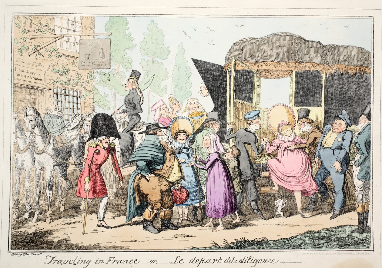 Voyage en France ou Le Départ de la Diligence, pub. 1835 - George Cruikshank