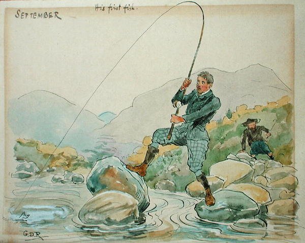Le mois de septembre : Pêche à la ligne - George Derville Rowlandson