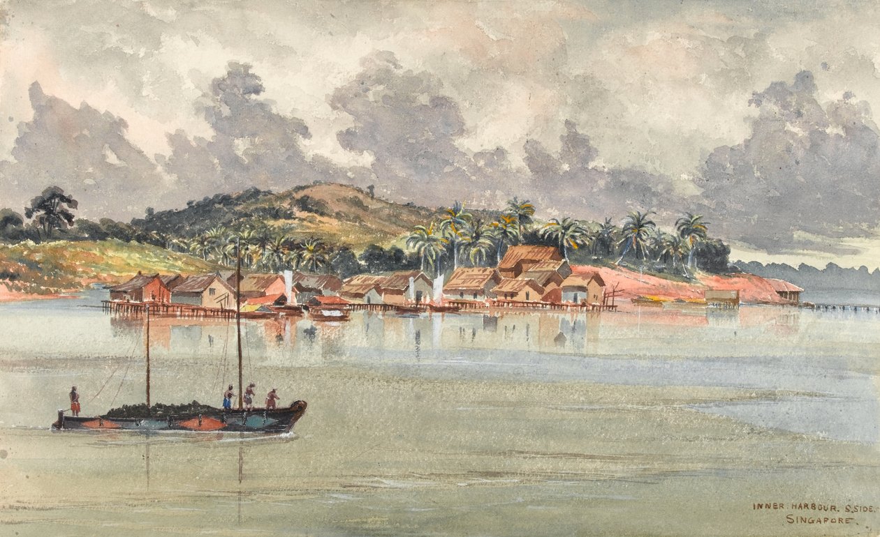 Port intérieur, côté sud, Singapour, c.1859-62 - George E.L.S. Sanford