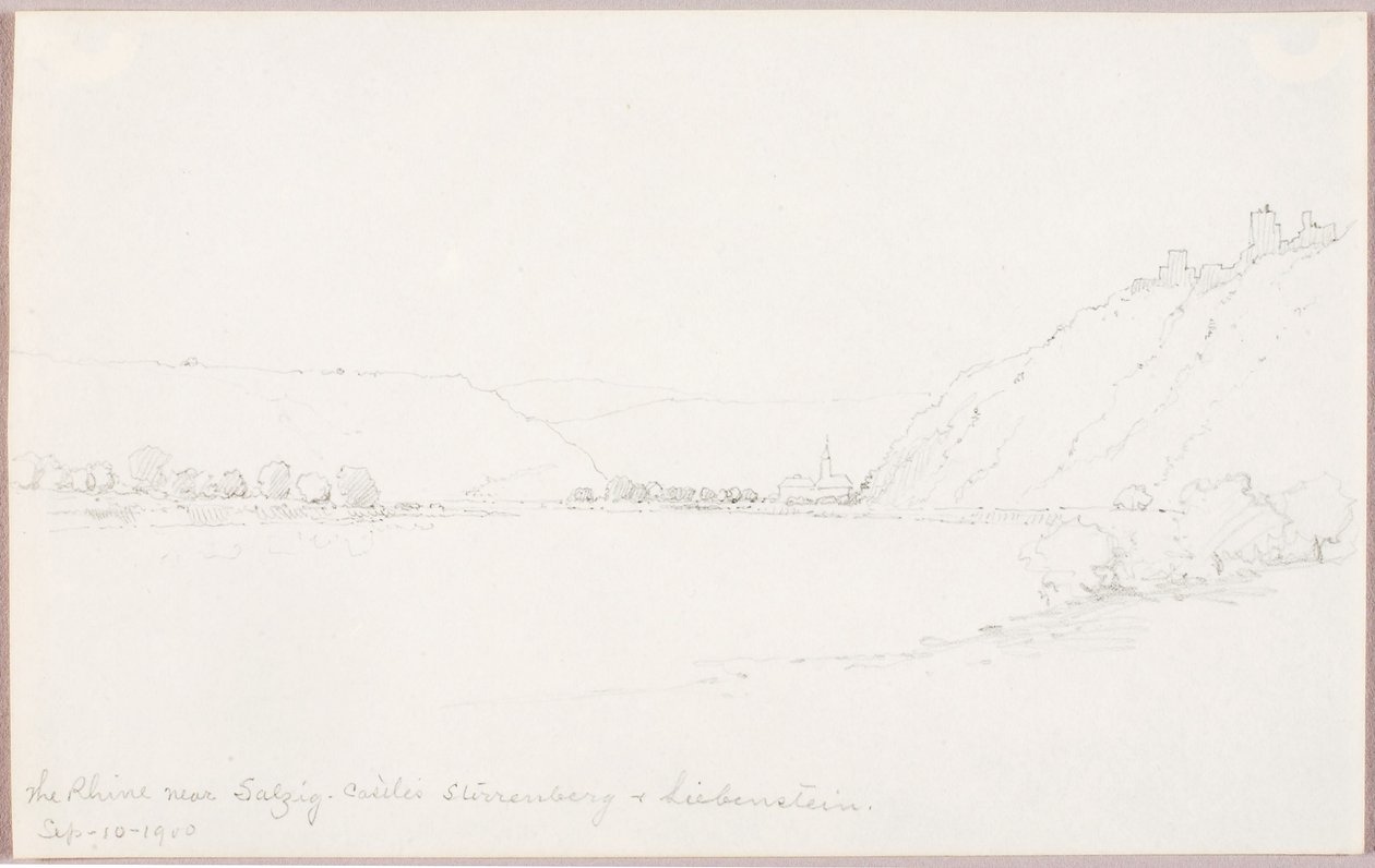 Le Rhin près de Salzig, les châteaux Stirrenberg et Liebenstein - George Elbert Burr