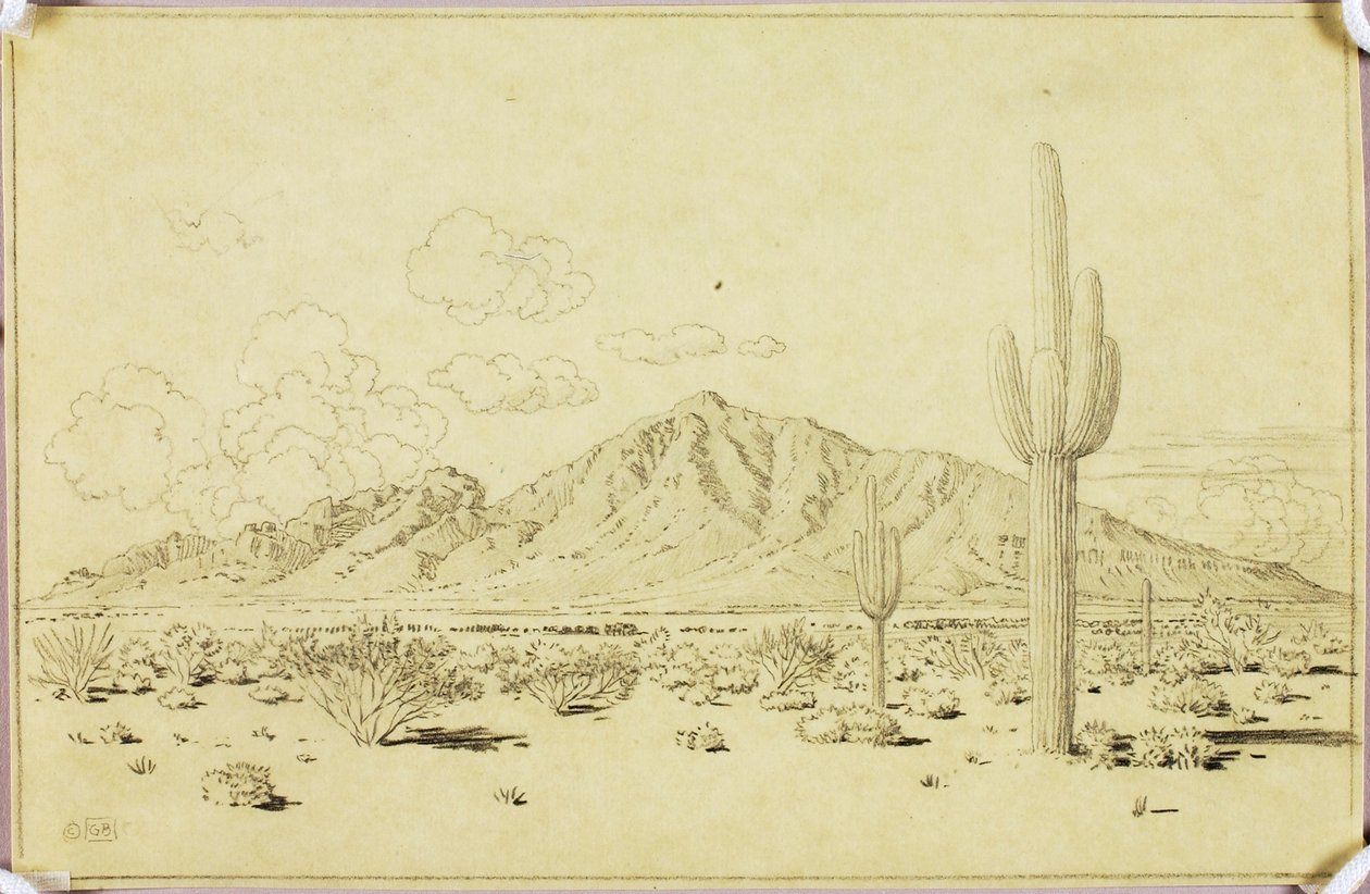 Sans titre (dessin de report pour Camelback Mountain, Phoenix) - George Elbert Burr