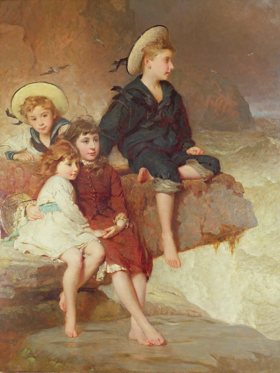 Les enfants de Sir Hussey Vivian au bord de la mer - George Elgar Hicks