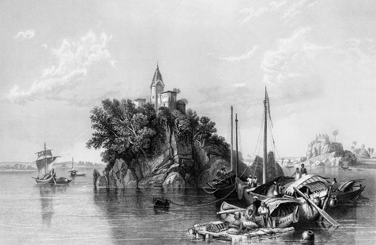 Janghera, ou le Rocher des Fakirs, sur le Gange, 1838 - George Francis White