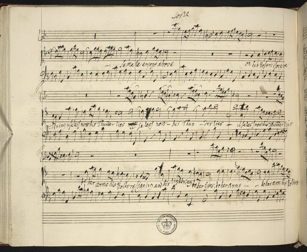 Partition autographe de Semele de Haendel - George Frederick Handel