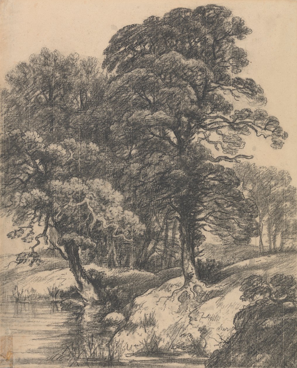 Paysage boisé avec étang - George Frost