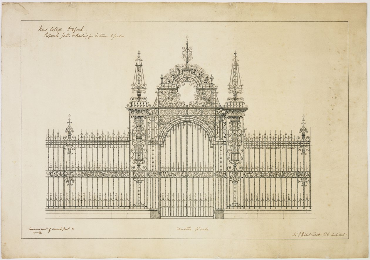 New College Oxford : Portes et grilles proposées pour l