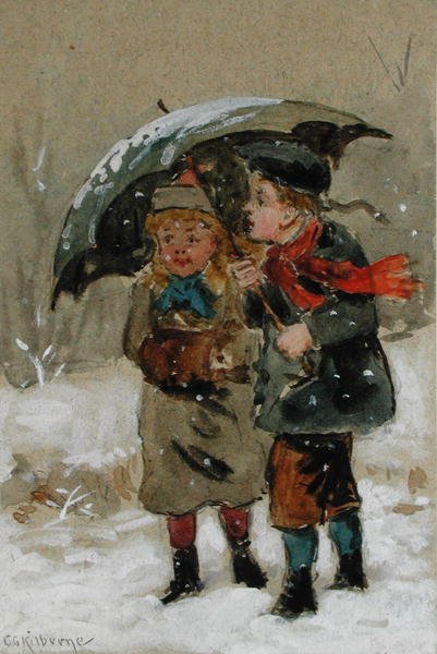 Enfants jouant dans la neige - George Goodwin Kilburne