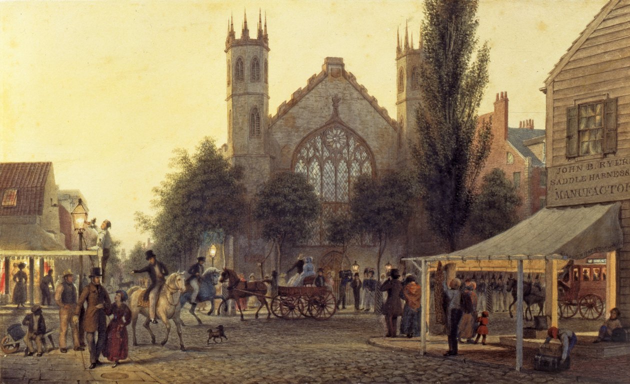 Crépuscule, Église Saint-Thomas, New York, vers 1835 - George Harvey