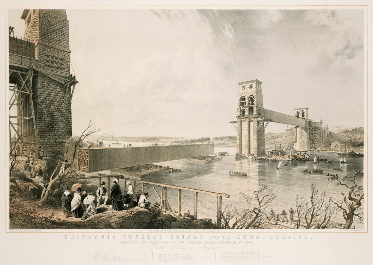 Pont tubulaire de Britannia en construction, 3 décembre 1849 - George Hawkins