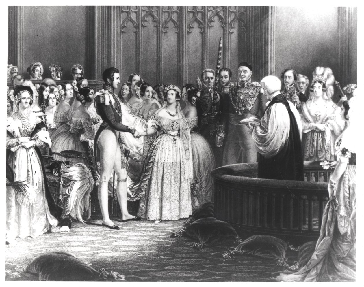 Mariage de la reine Victoria (1819-1901) et du prince Albert (1819-61) au palais Saint-James le 10 février 1840, gravé par Charles Eden Wagstaff, 1840 - George Hayter