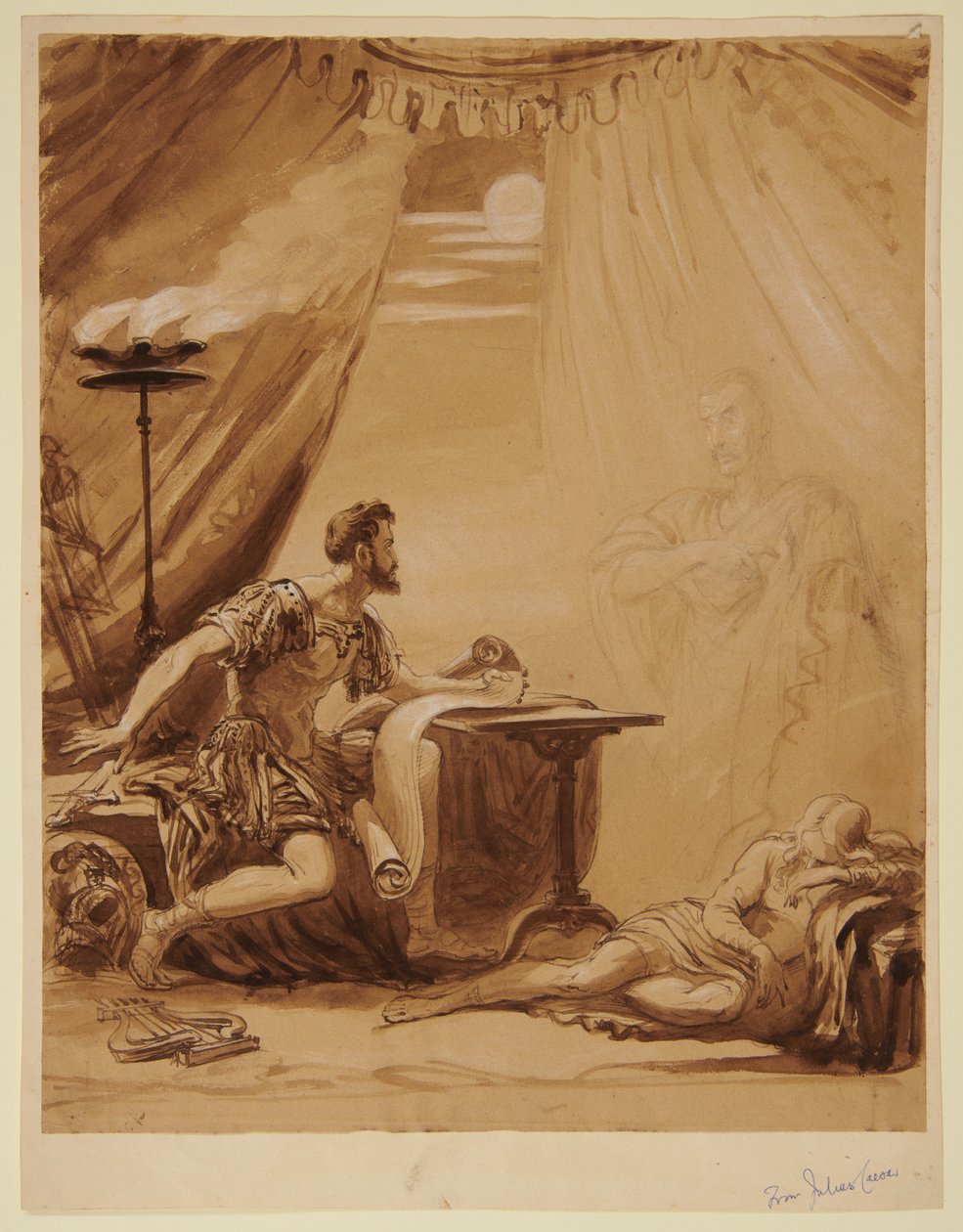 Scène de « Jules César » de Shakespeare : le fantôme de César apparaît à Brutus - George Hayter