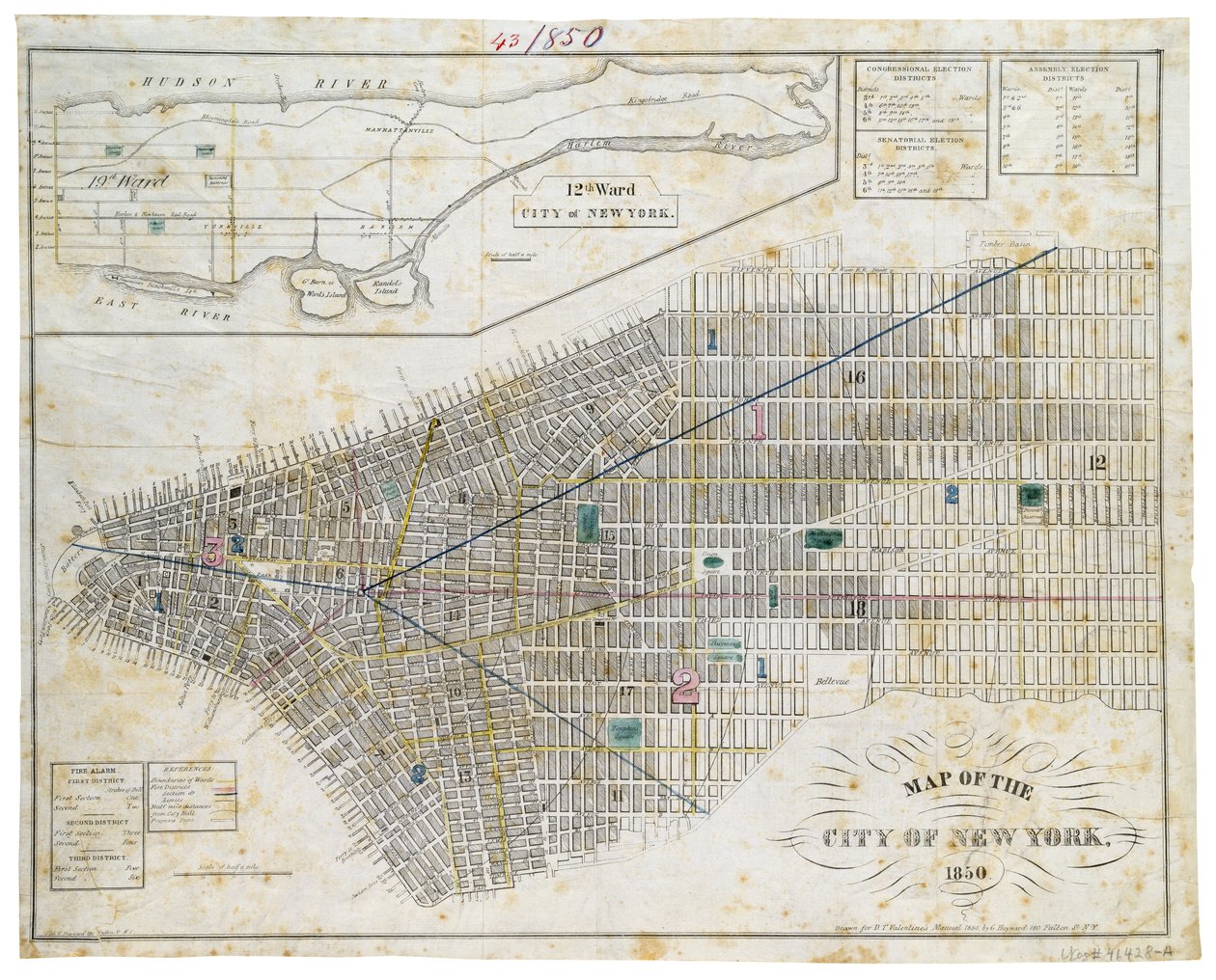 Carte de la ville de New York, 1850 - George Hayward