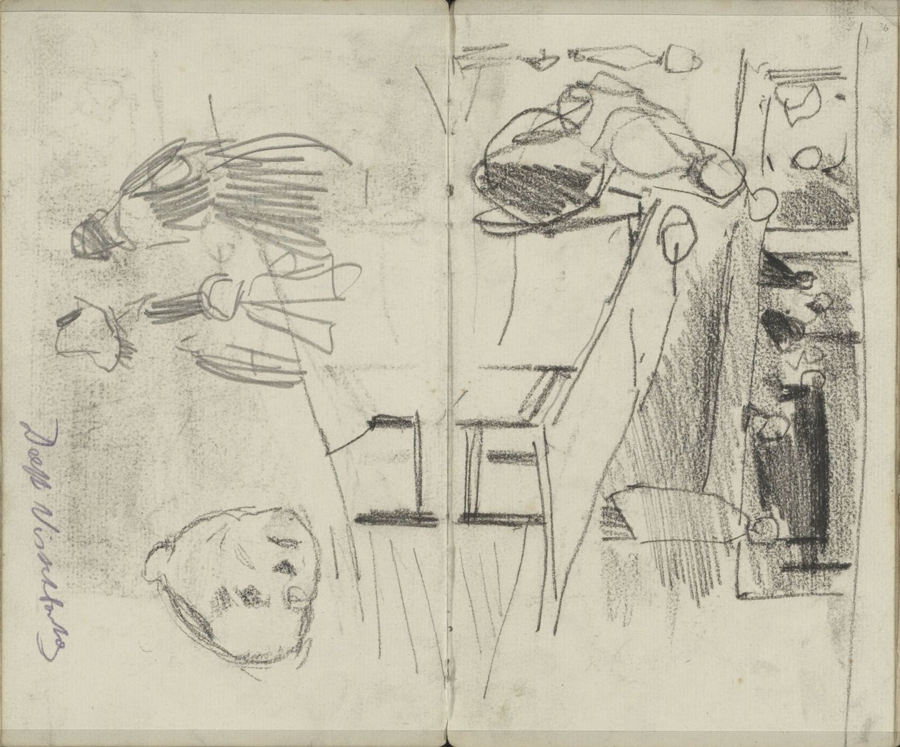 Figures dans le marché aux poissons de Delft et études de figures - George Hendrik Breitner