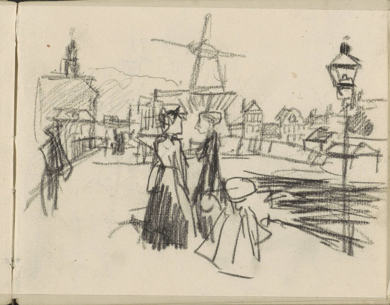 Vue du Blekerspad à Amsterdam avec le moulin De Victor - George Hendrik Breitner