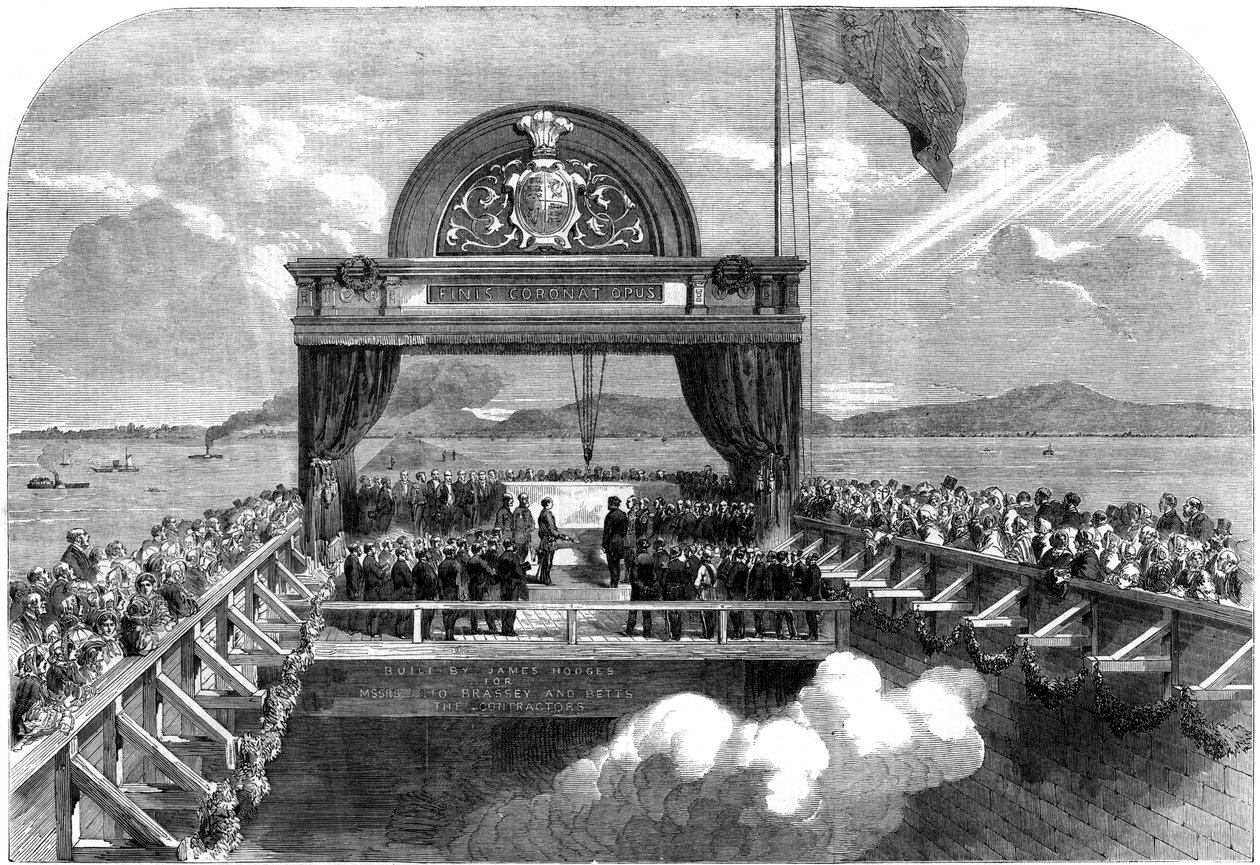 Le prince de Galles posant la dernière pierre du pont Victoria sur le fleuve Saint-Laurent, 1860 - George Henry Andrews