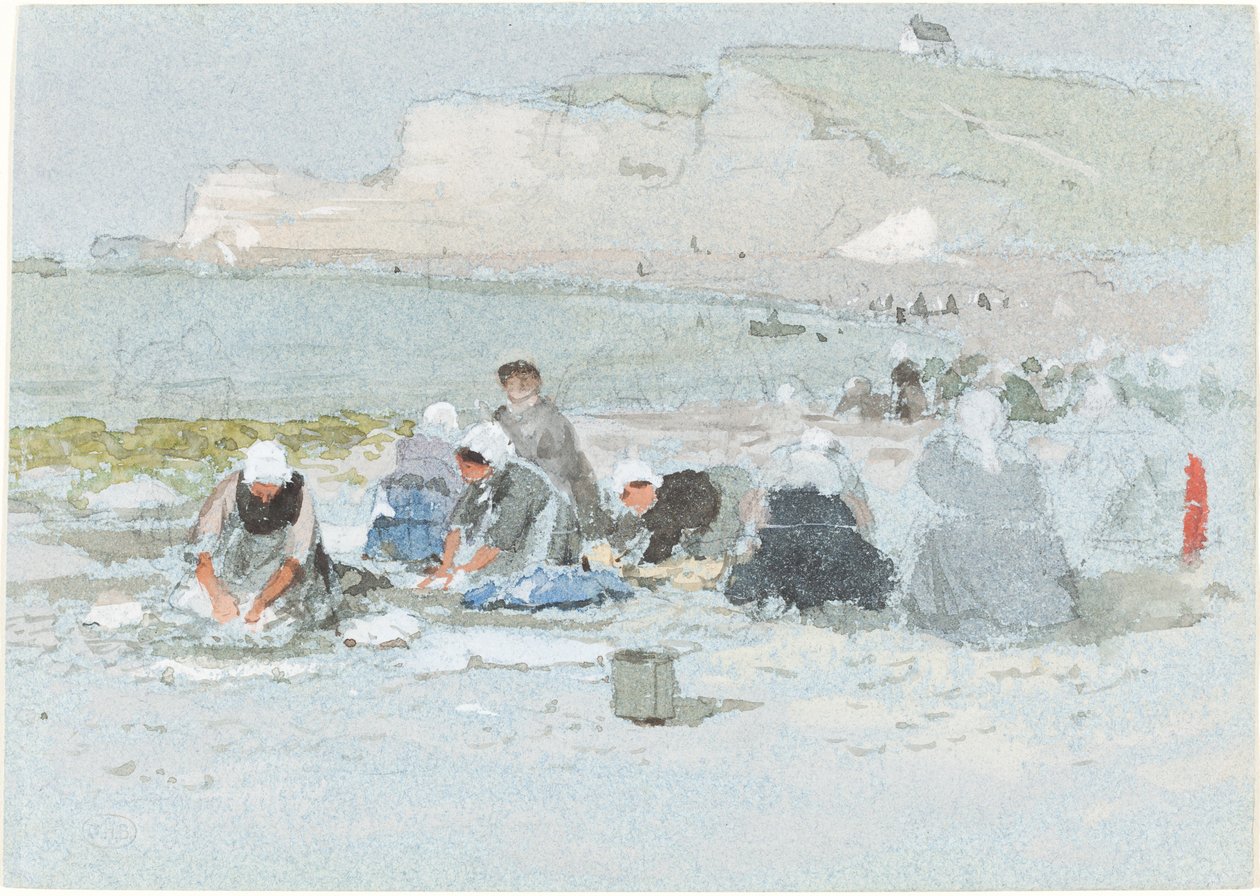 Blanchisseuses sur la plage à Étretat - George Henry Boughton