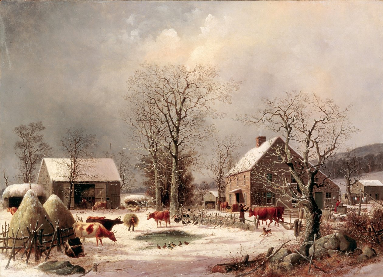 La cour de ferme en hiver - George Henry Durrie