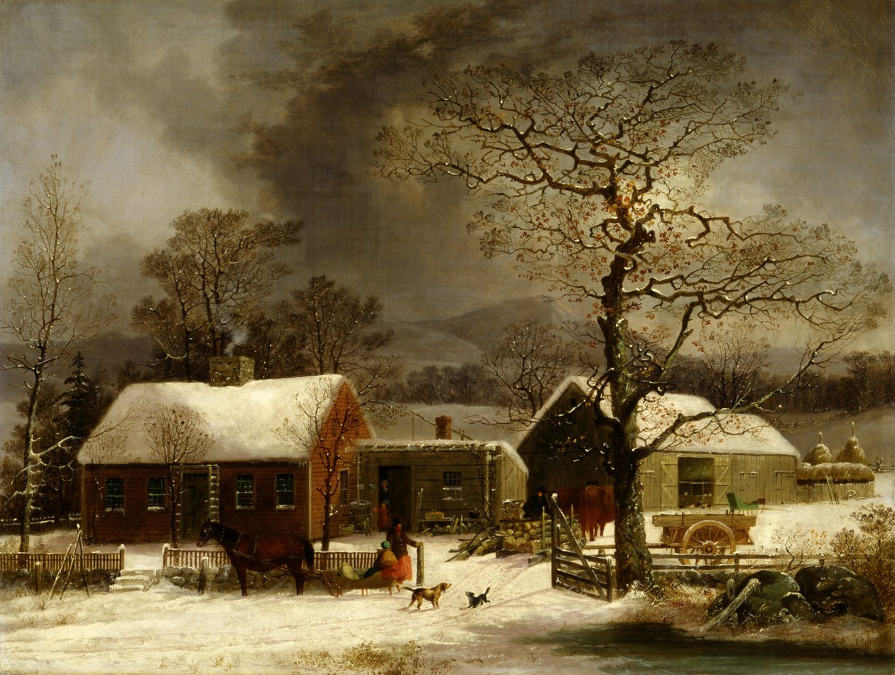 Scène hivernale à New Haven, Connecticut - George Henry Durrie
