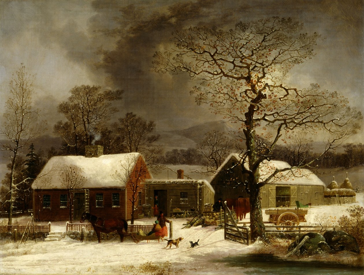 Scène hivernale à New Haven, Connecticut - George Henry Durrie