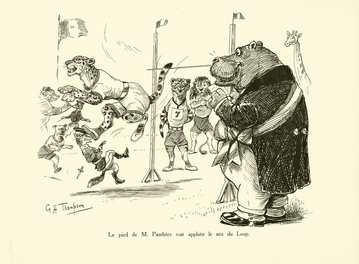 Le pied de M Panthere vint applatir le nez du Loup (litho) - George Henry Thompson
